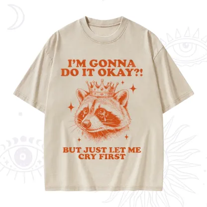Purplehecate I'm Gonna Do It Okay Funny Raccoon Washed T-Shirt