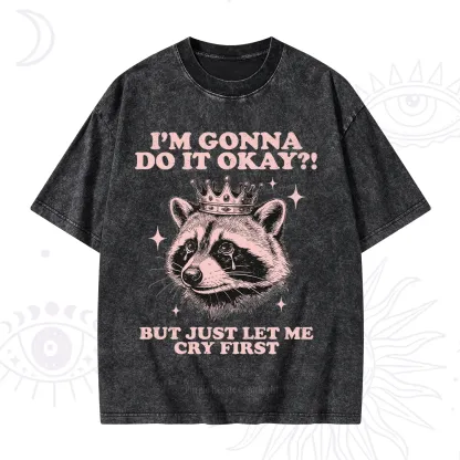 Purplehecate I'm Gonna Do It Okay Funny Raccoon Washed T-Shirt