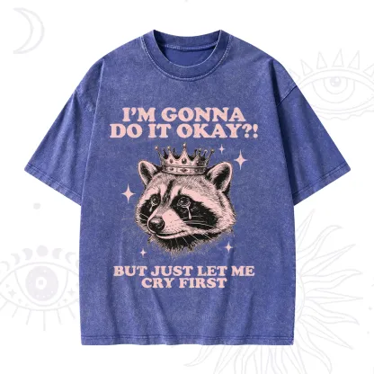 Purplehecate I'm Gonna Do It Okay Funny Raccoon Washed T-Shirt