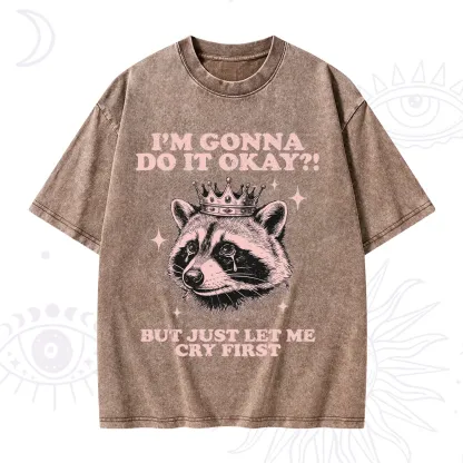 Purplehecate I'm Gonna Do It Okay Funny Raccoon Washed T-Shirt