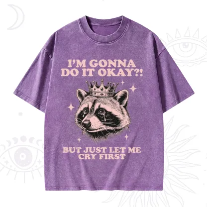 Purplehecate I'm Gonna Do It Okay Funny Raccoon Washed T-Shirt