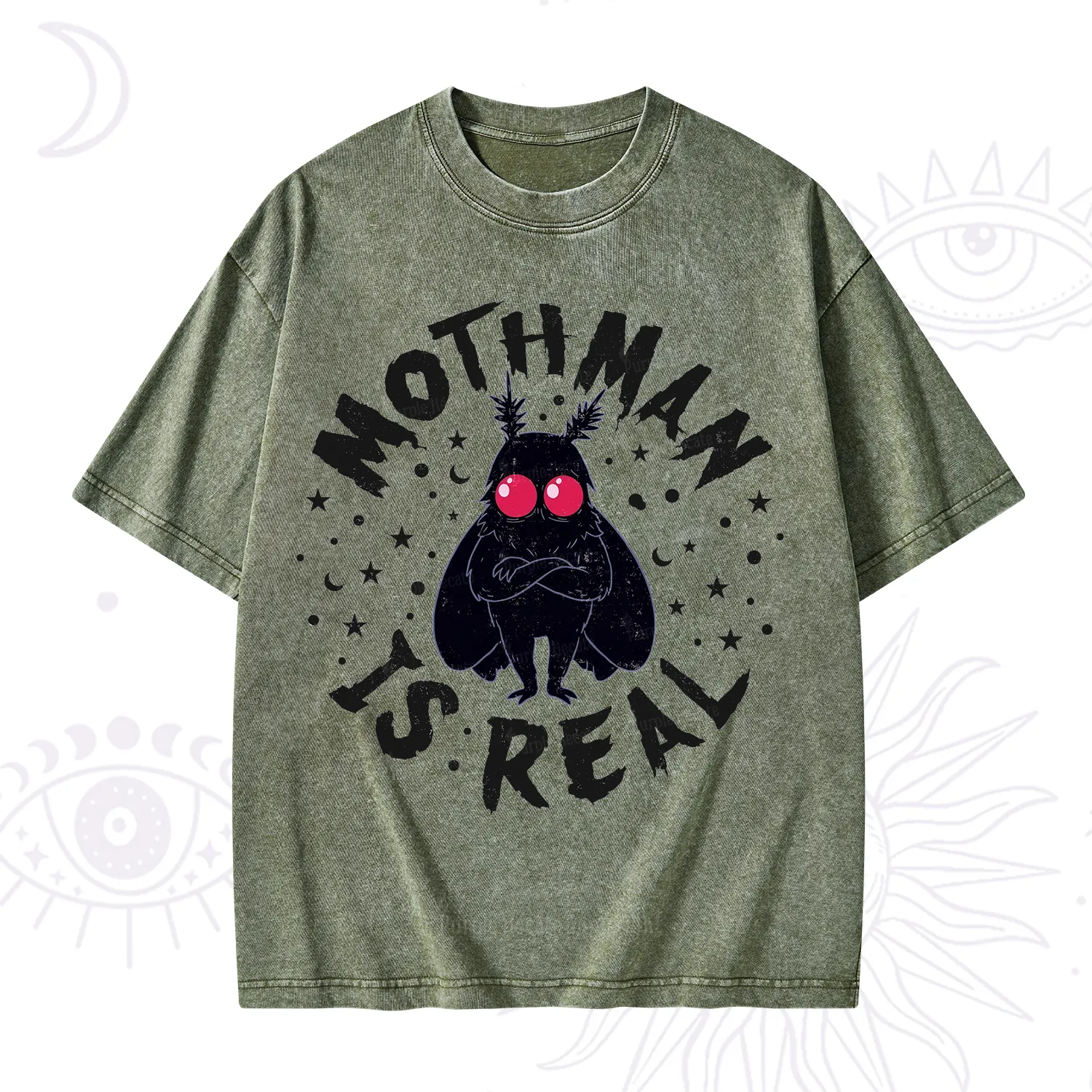 Purplehecate Mothman Is Real Washed T-Shirt