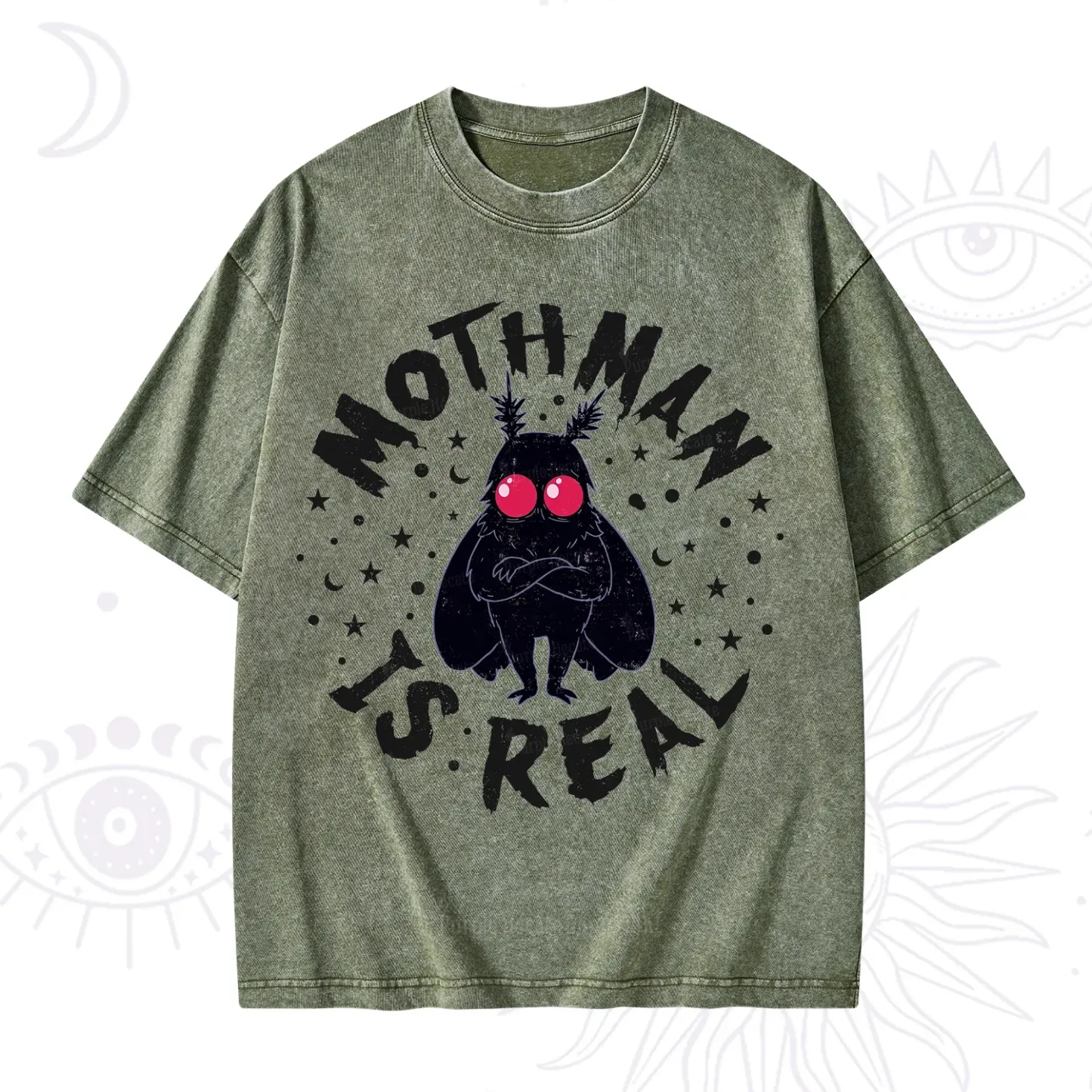 Purplehecate Mothman Is Real Washed T-Shirt