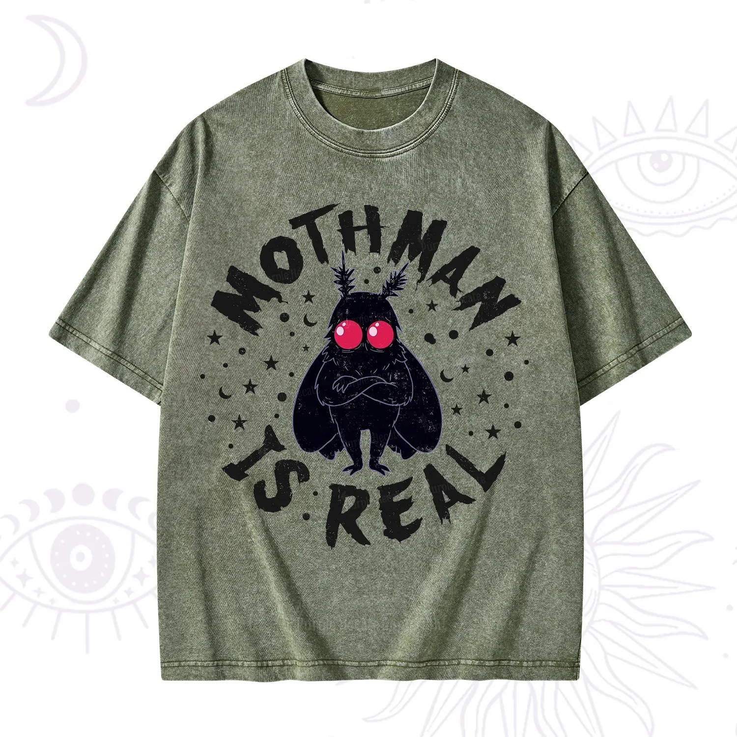 Purplehecate Mothman Is Real Washed T-Shirt