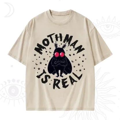 Purplehecate Mothman Is Real Washed T-Shirt