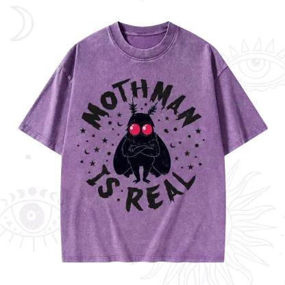 Purplehecate Mothman Is Real Washed T-Shirt