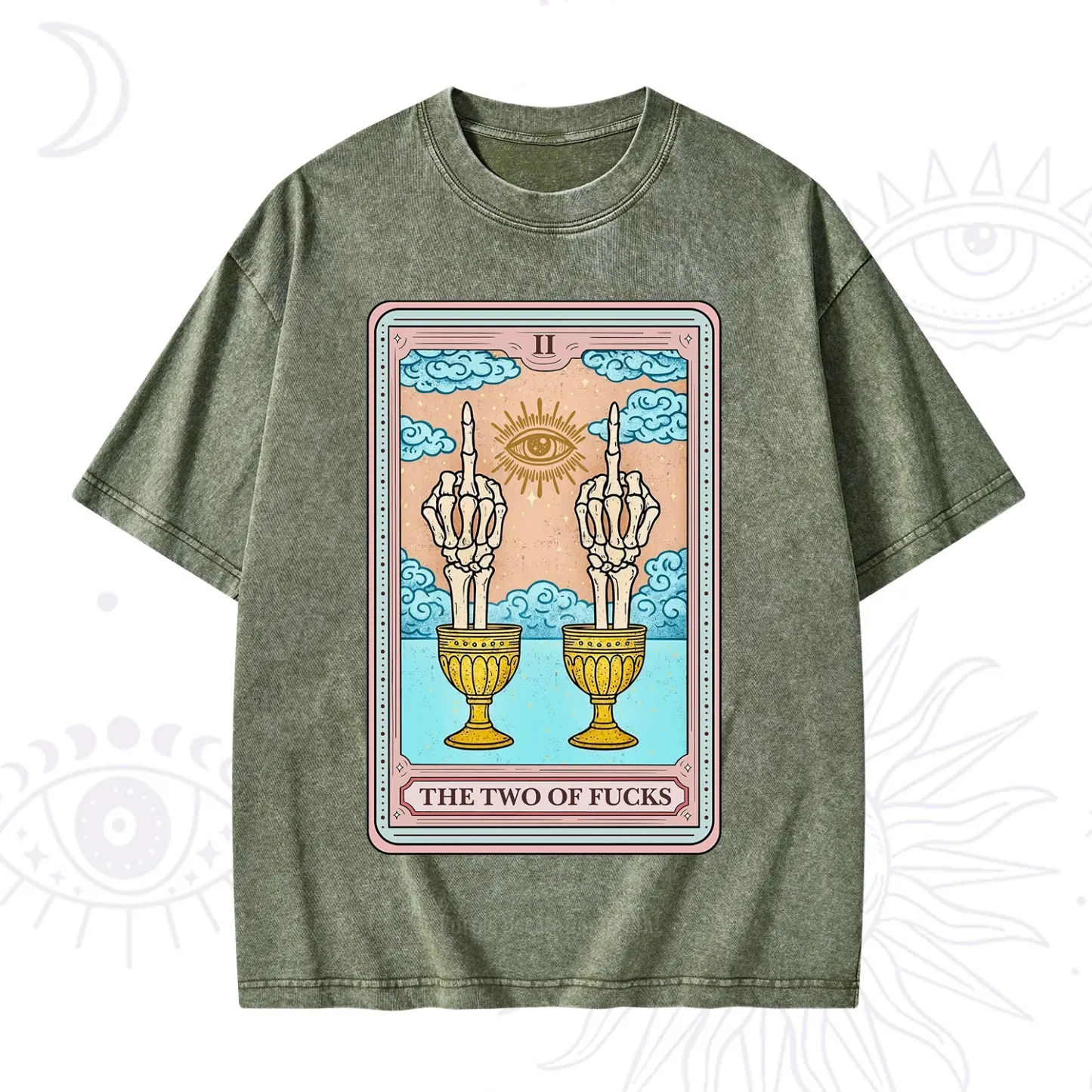 Purplehecate The Two of Fucks Tarot Washed T-Shirt