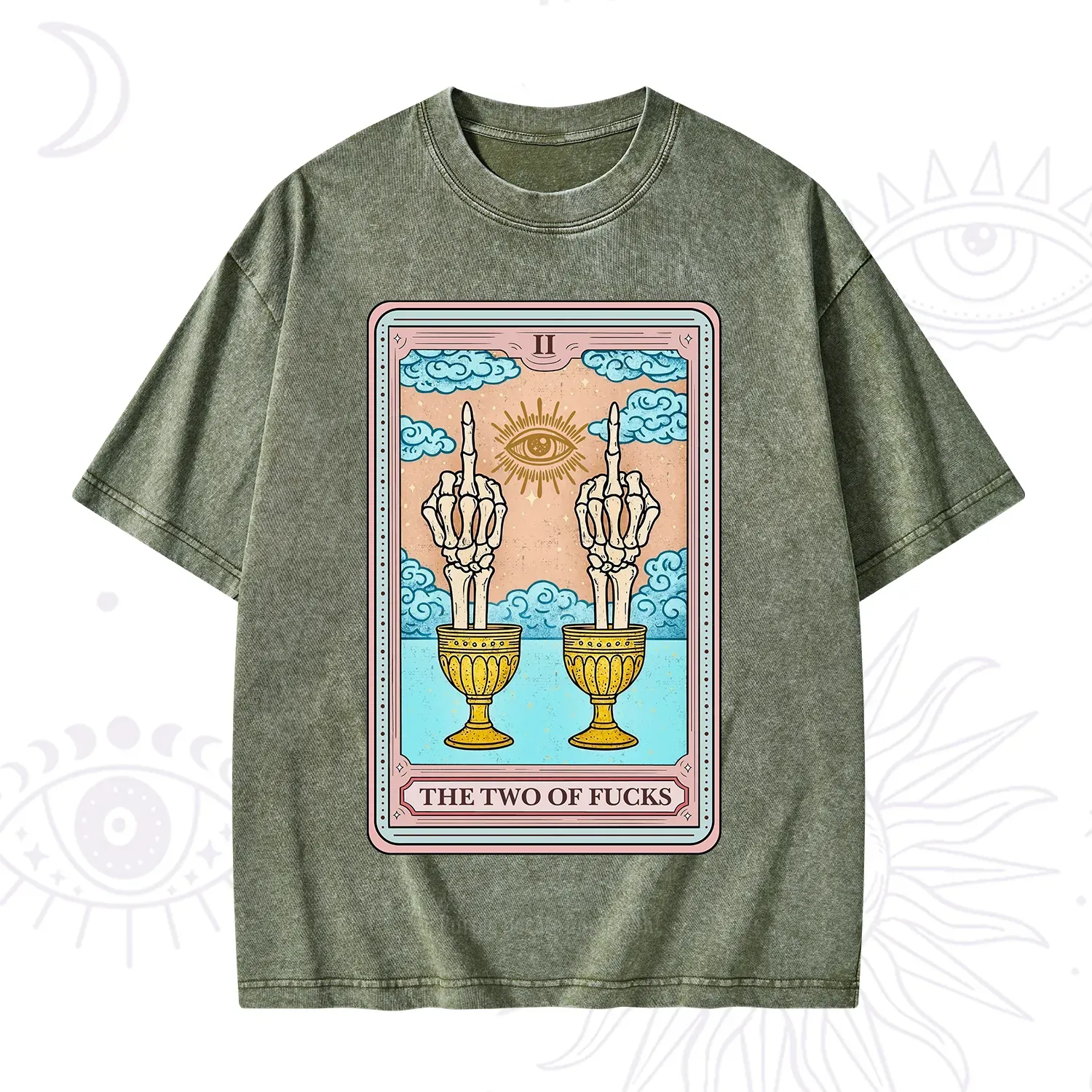Purplehecate The Two of Fucks Tarot Washed T-Shirt