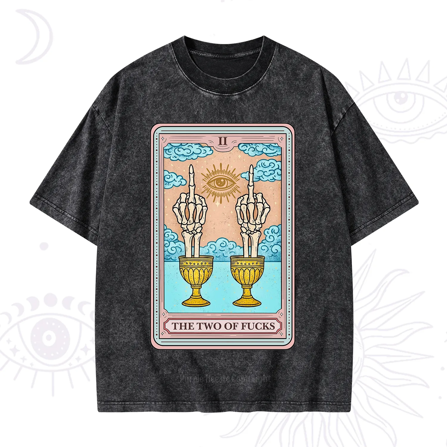 Purplehecate The Two of Fucks Tarot Washed T-Shirt