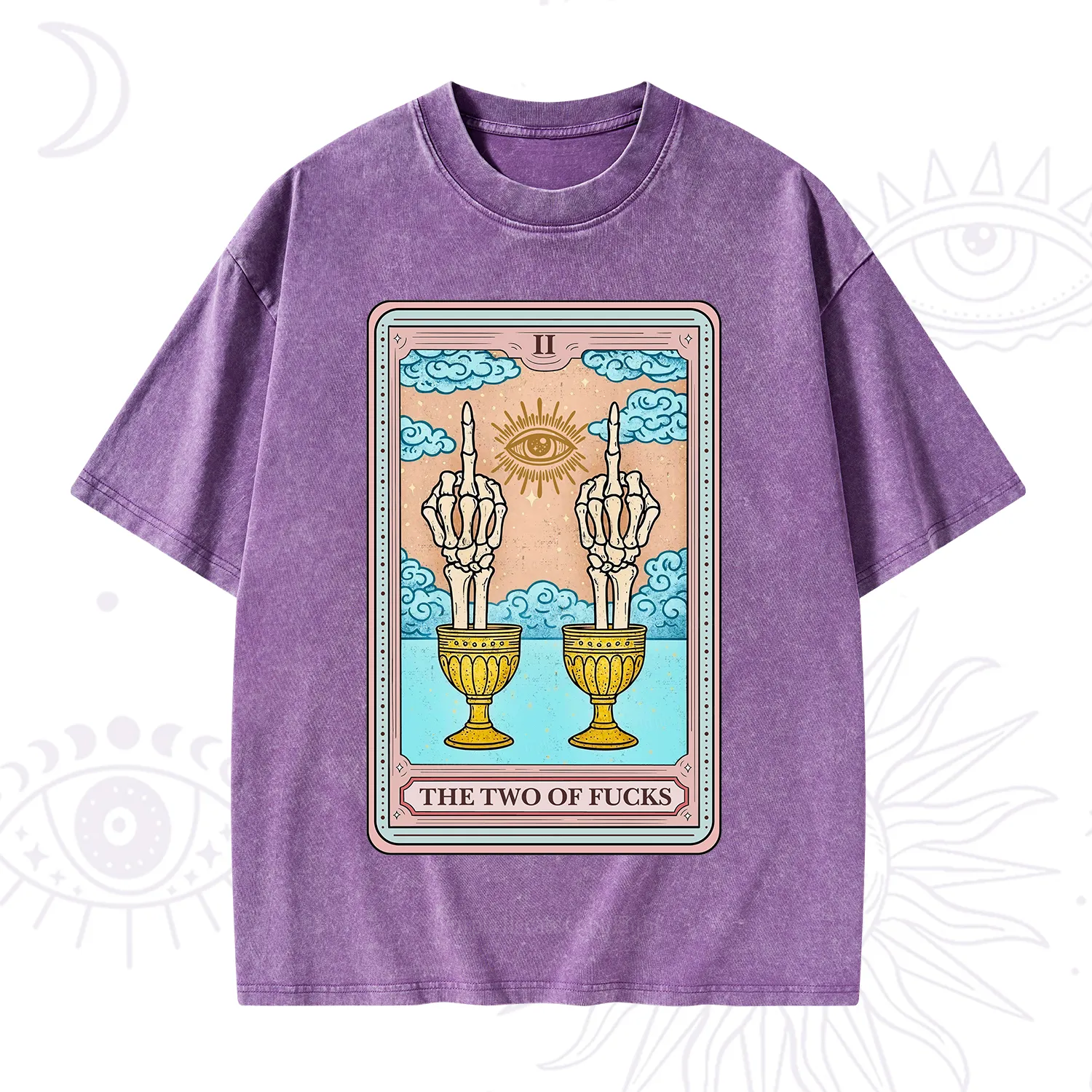 Purplehecate The Two of Fucks Tarot Washed T-Shirt