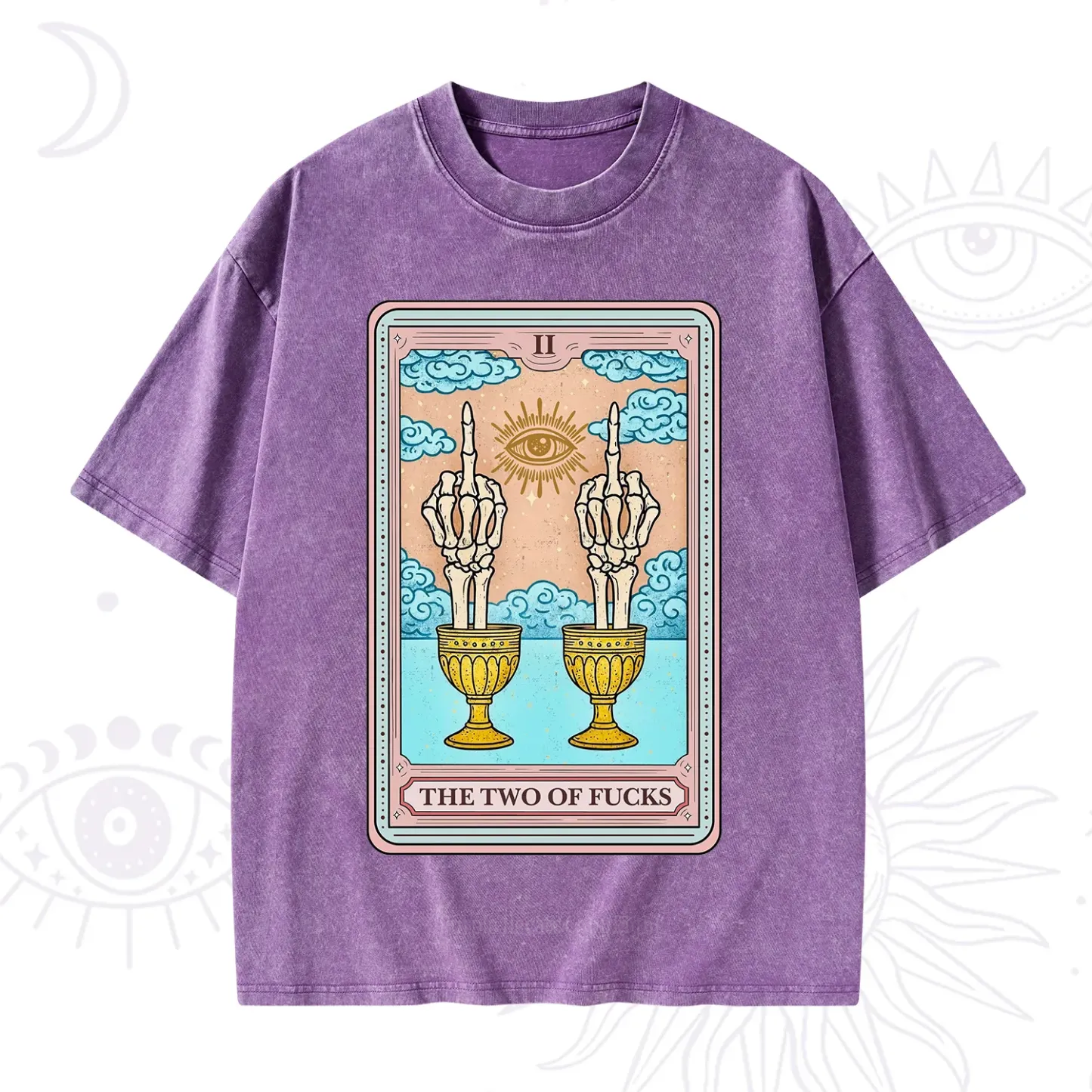 Purplehecate The Two of Fucks Tarot Washed T-Shirt
