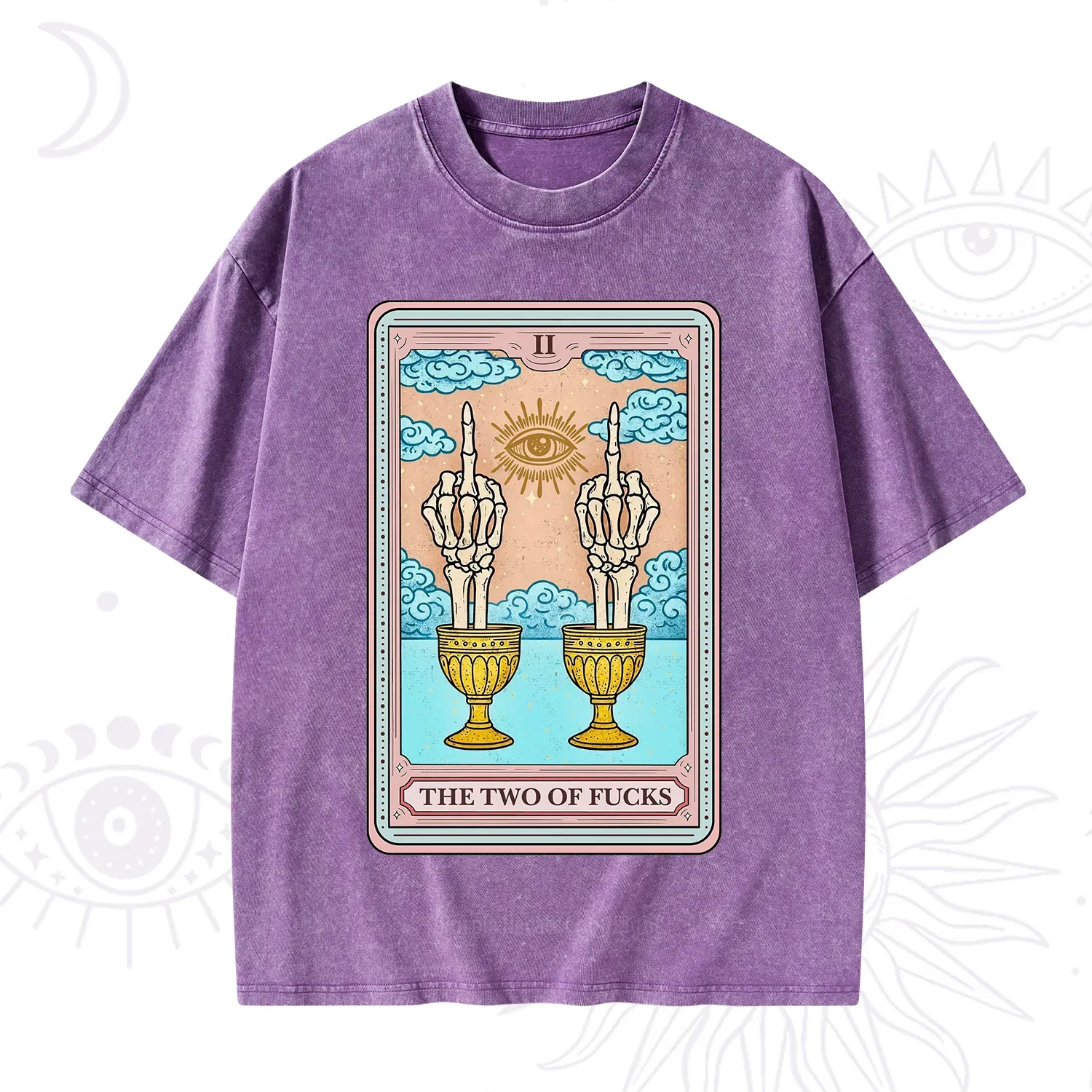 Purplehecate The Two of Fucks Tarot Washed T-Shirt