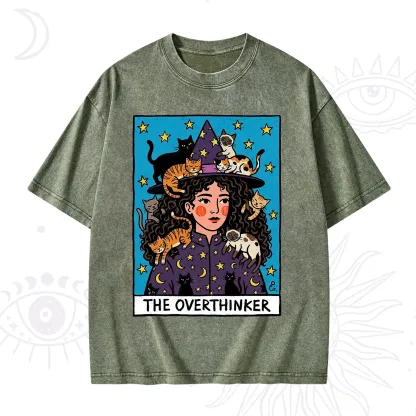 Purplehecate The Overthinker Witch Cat Party Washed T-Shirt