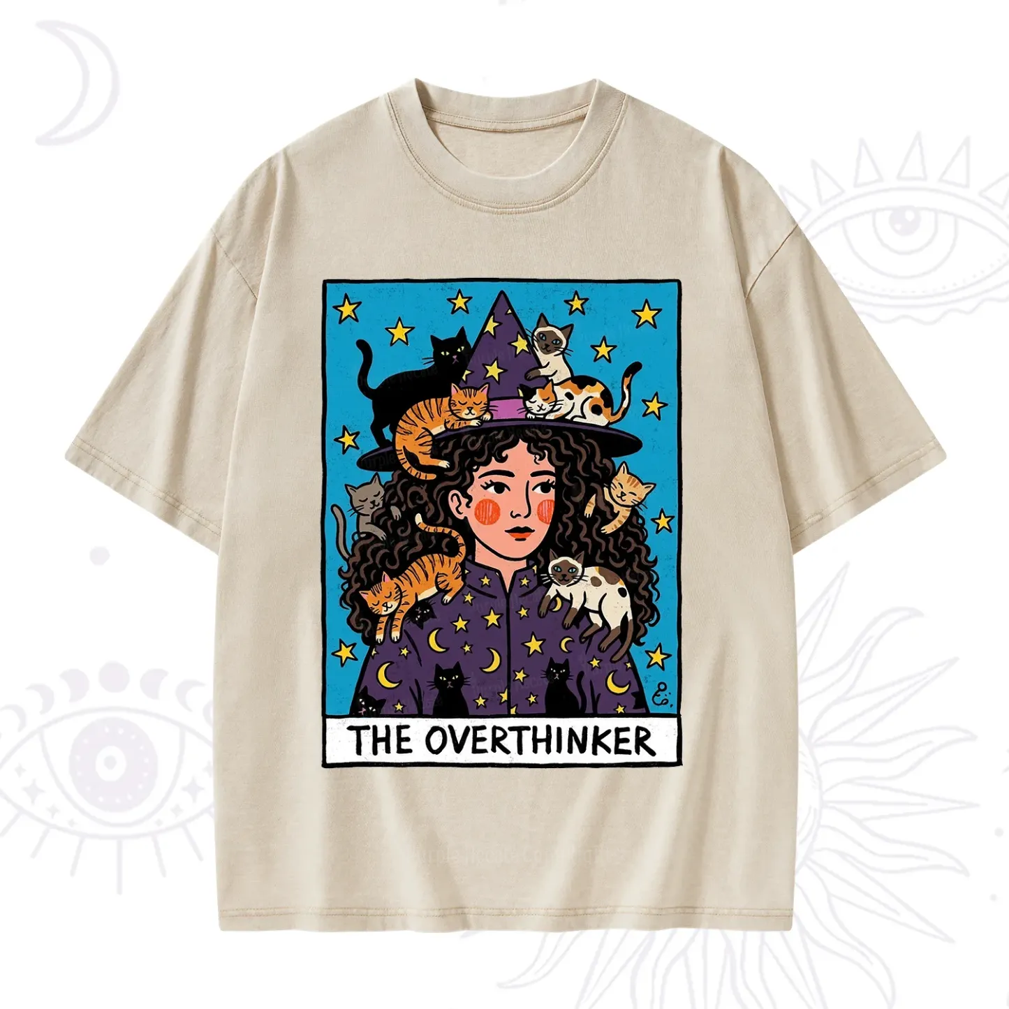 Purplehecate The Overthinker Witch Cat Party Washed T-Shirt