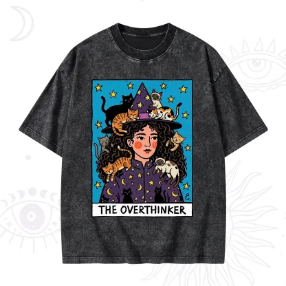 Purplehecate The Overthinker Witch Cat Party Washed T-Shirt