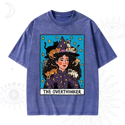 Purplehecate The Overthinker Witch Cat Party Washed T-Shirt