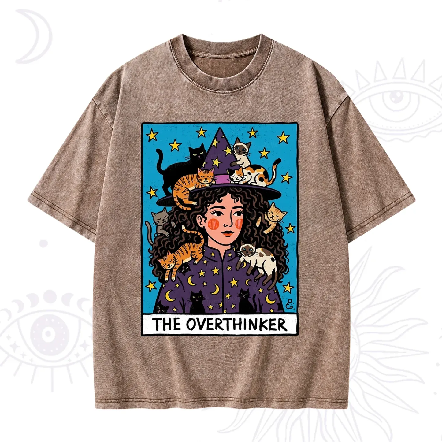 Purplehecate The Overthinker Witch Cat Party Washed T-Shirt