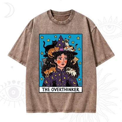Purplehecate The Overthinker Witch Cat Party Washed T-Shirt