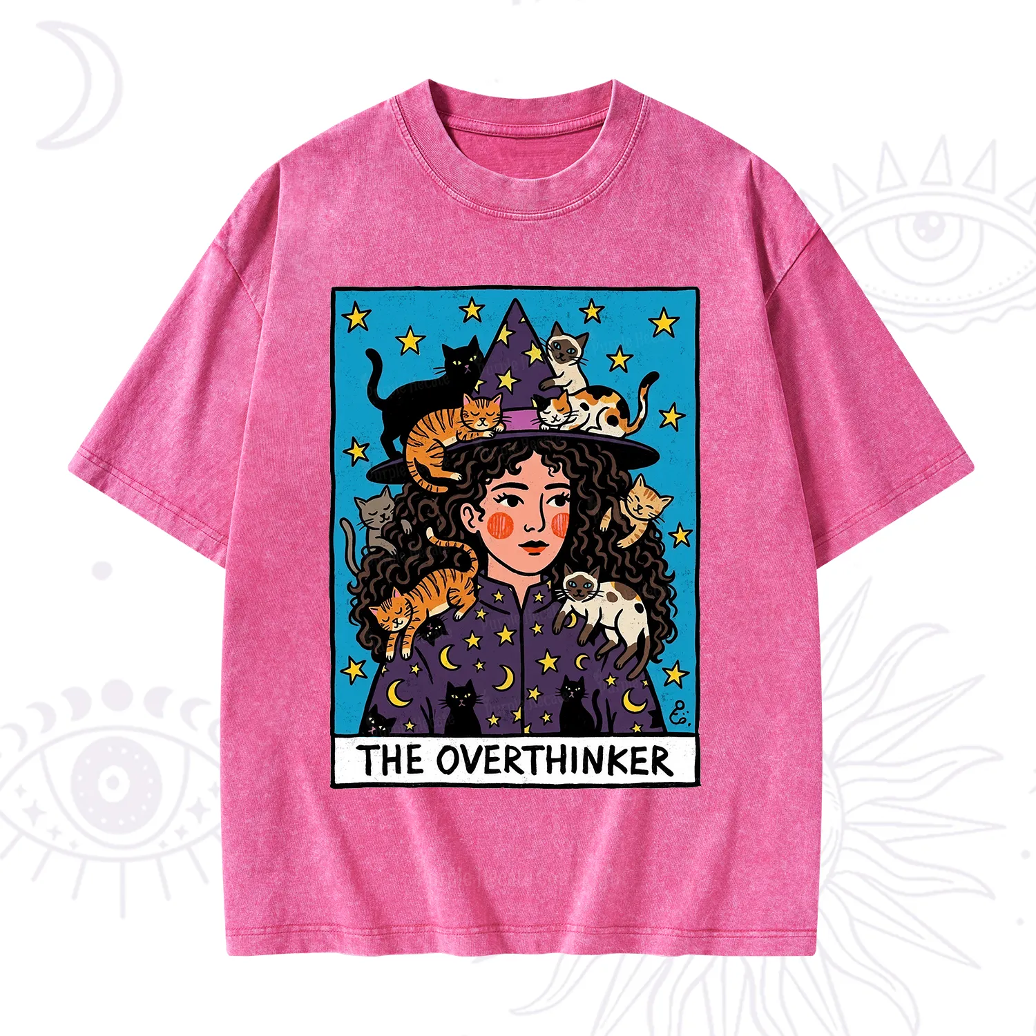 Purplehecate The Overthinker Witch Cat Party Washed T-Shirt
