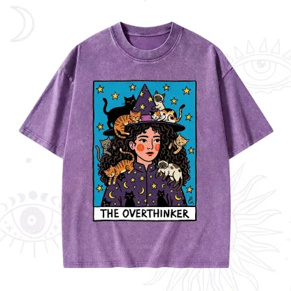Purplehecate The Overthinker Witch Cat Party Washed T-Shirt