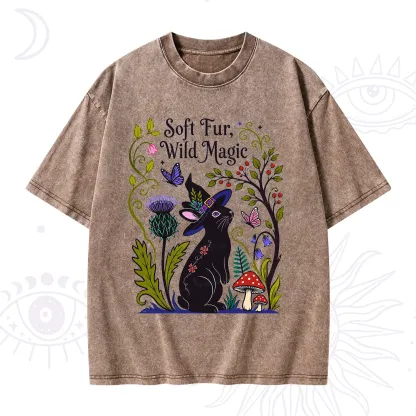 Purplehecate Soft Fur Wild Magic Black Bunny Washed T-Shirt