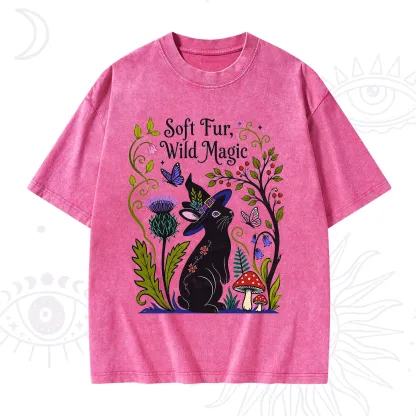Purplehecate Soft Fur Wild Magic Black Bunny Washed T-Shirt