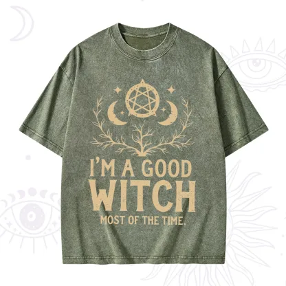 Purplehecate I'm A Good Witch Most Of The Time Washed T-Shirt