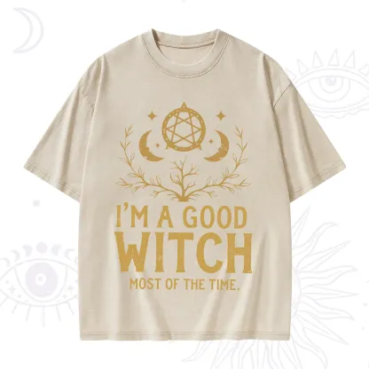 Purplehecate I'm A Good Witch Most Of The Time Washed T-Shirt