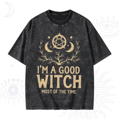 Purplehecate I'm A Good Witch Most Of The Time Washed T-Shirt