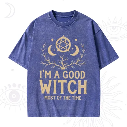 Purplehecate I'm A Good Witch Most Of The Time Washed T-Shirt