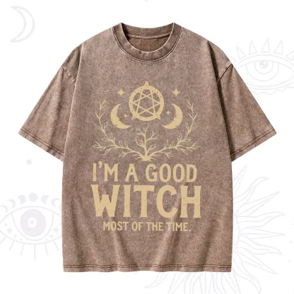 Purplehecate I'm A Good Witch Most Of The Time Washed T-Shirt