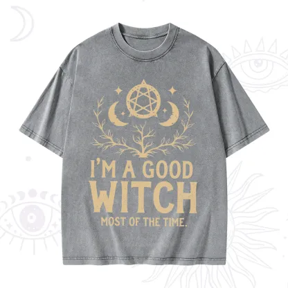 Purplehecate I'm A Good Witch Most Of The Time Washed T-Shirt