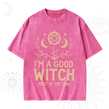 Purplehecate I'm A Good Witch Most Of The Time Washed T-Shirt
