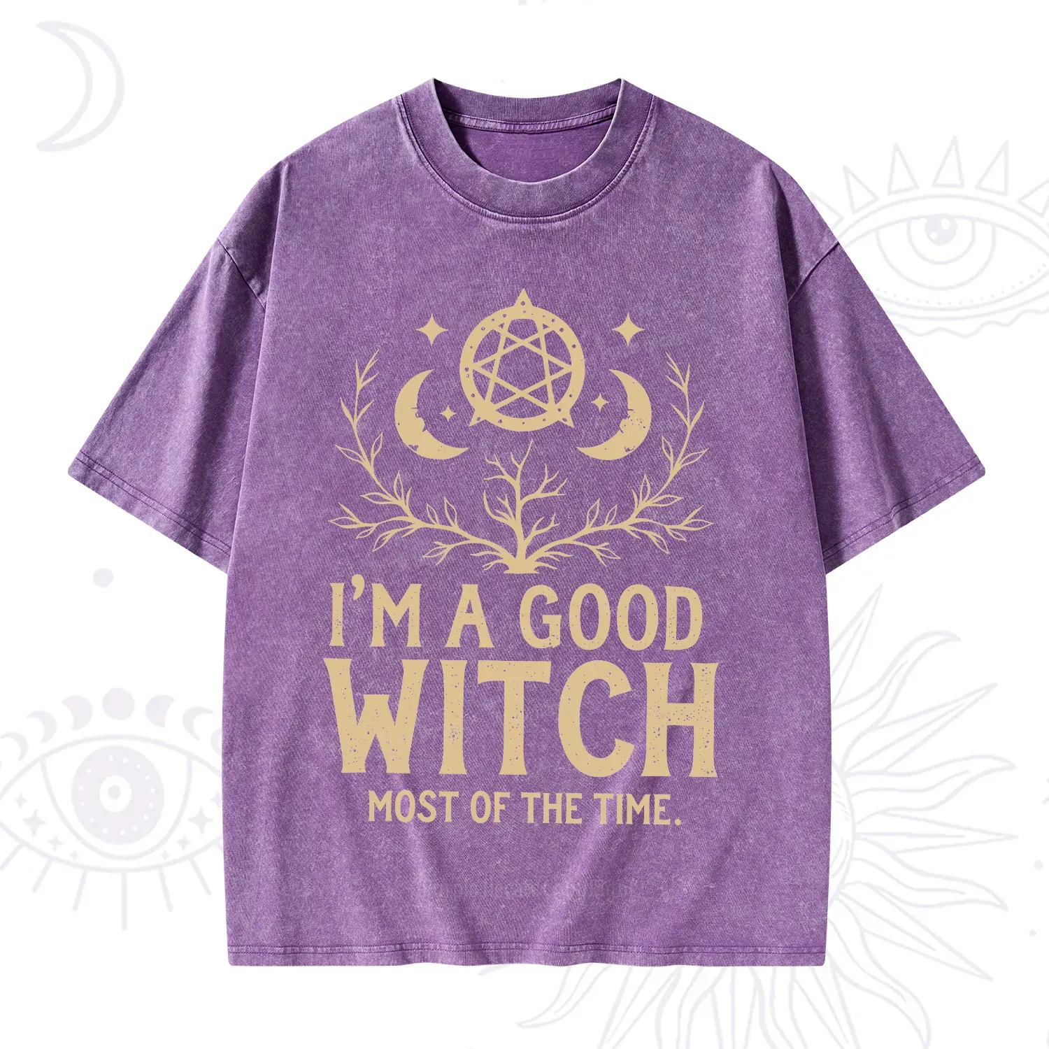 Purplehecate I'm A Good Witch Most Of The Time Washed T-Shirt