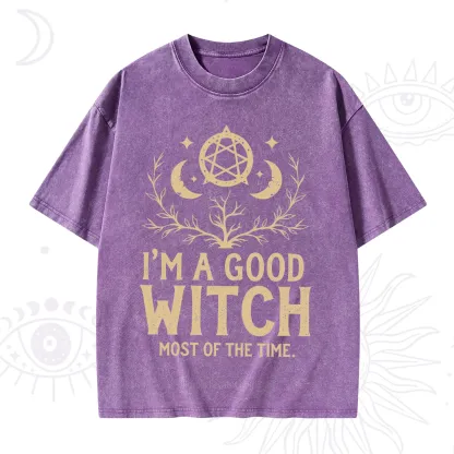 Purplehecate I'm A Good Witch Most Of The Time Washed T-Shirt