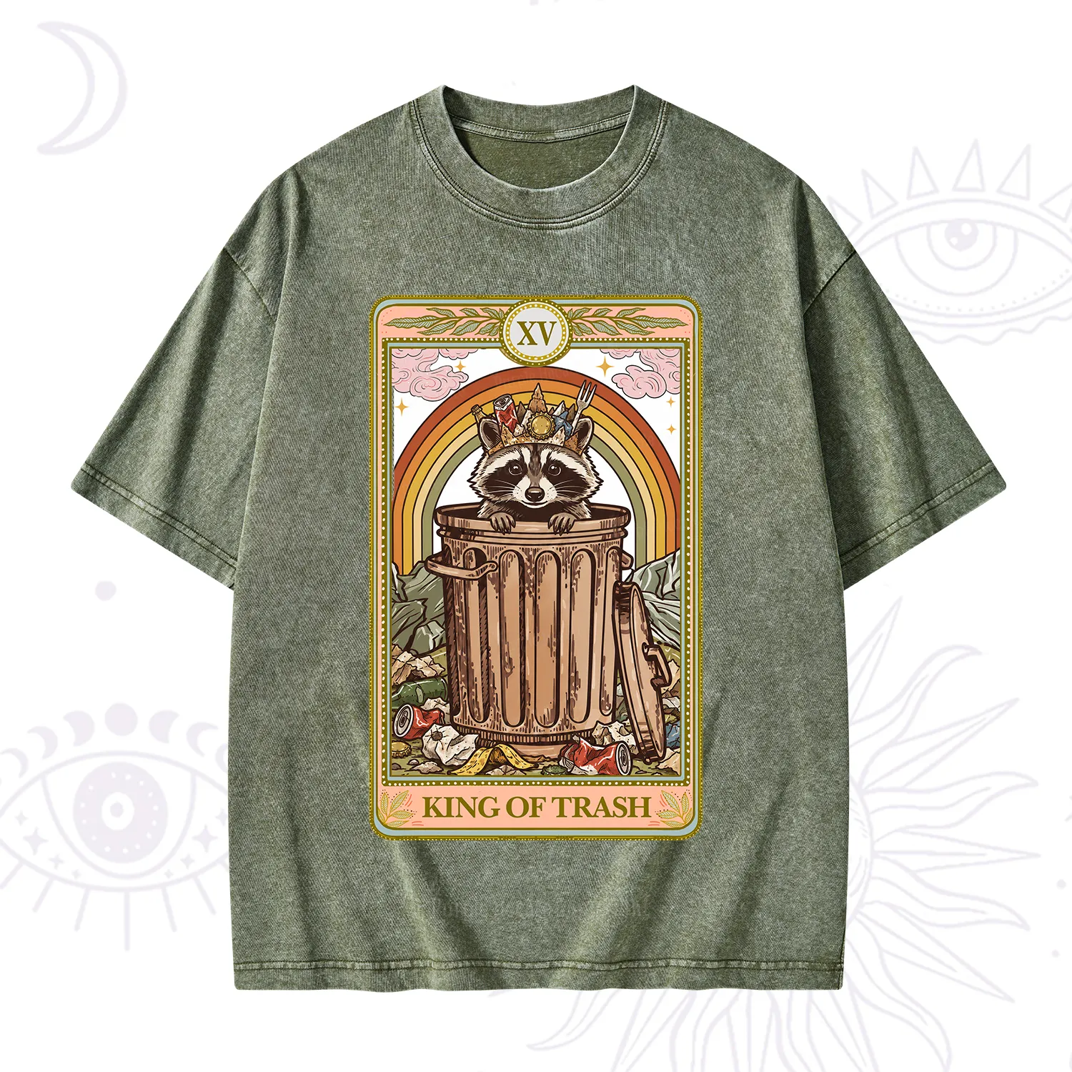 Purplehecate The King of Trash Raccoon Tarot Washed T-Shirt