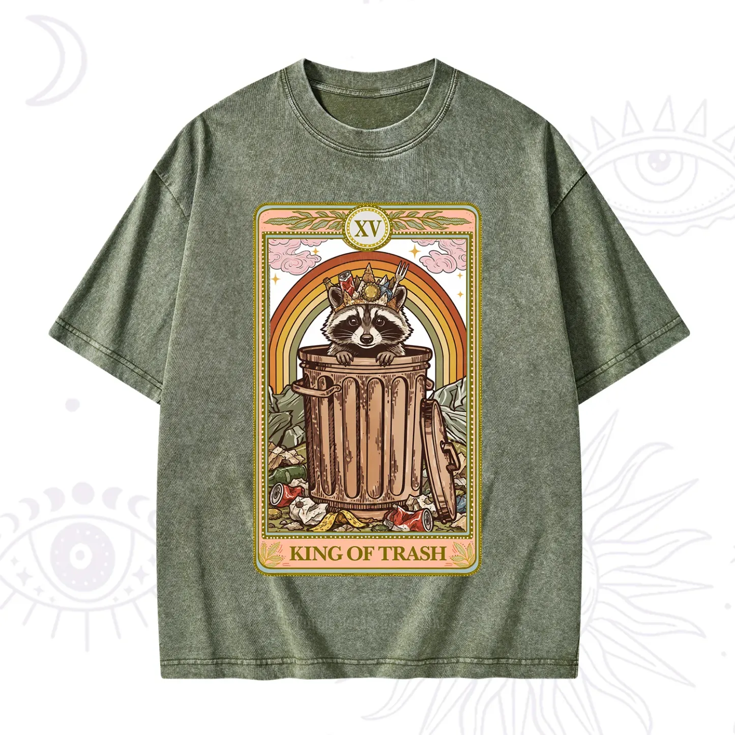 Purplehecate The King of Trash Raccoon Tarot Washed T-Shirt
