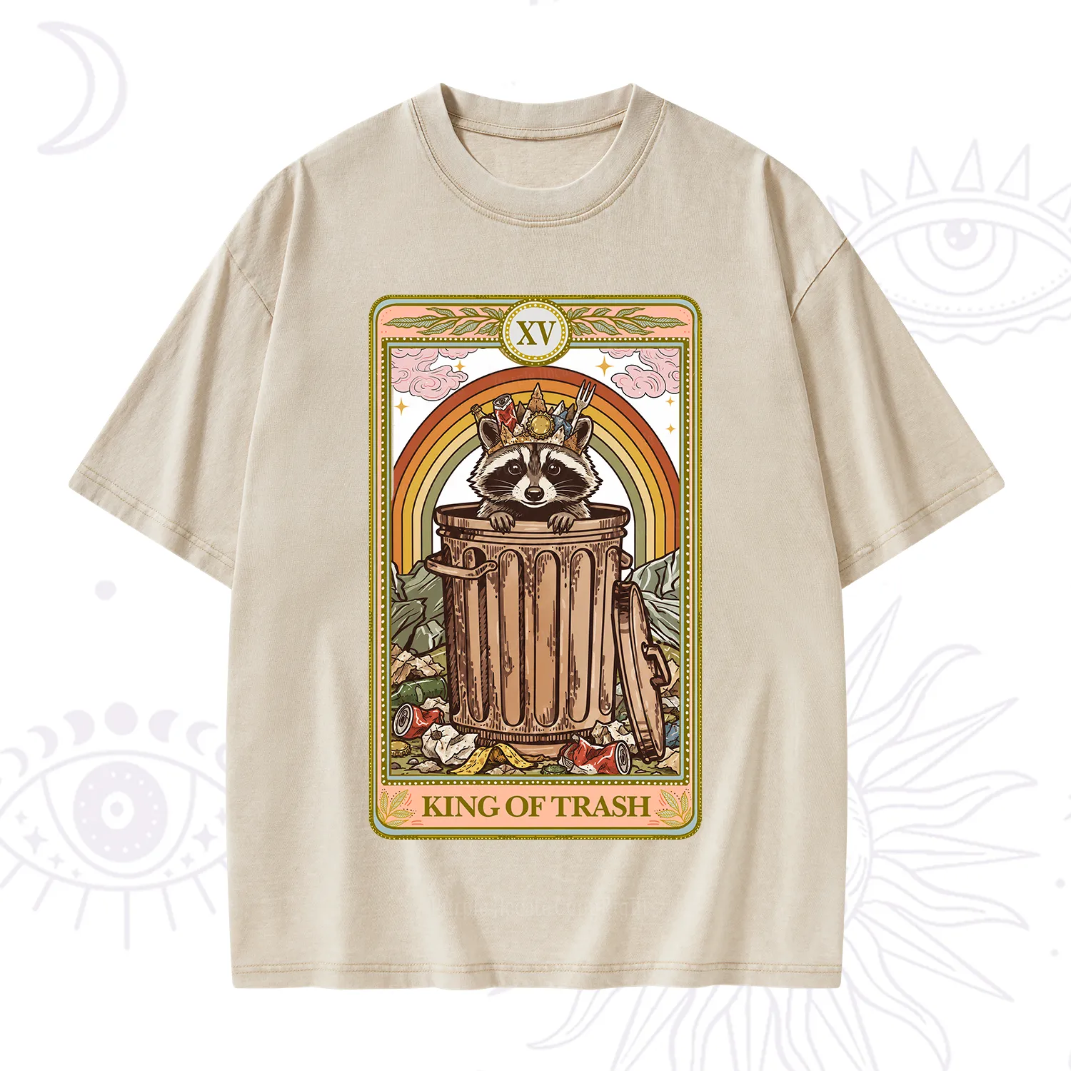 Purplehecate The King of Trash Raccoon Tarot Washed T-Shirt