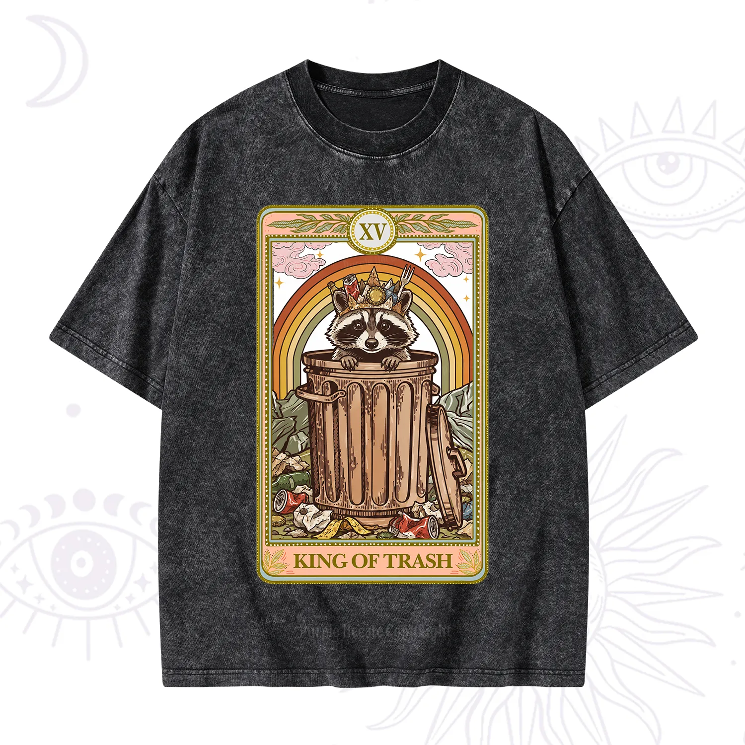 Purplehecate The King of Trash Raccoon Tarot Washed T-Shirt