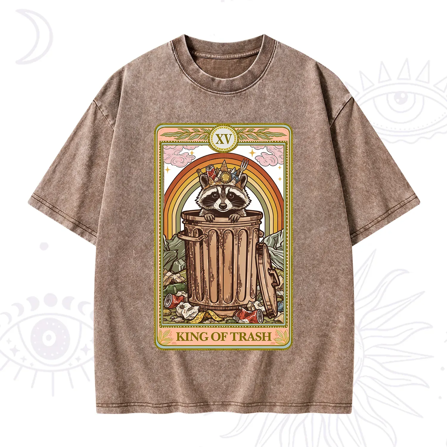 Purplehecate The King of Trash Raccoon Tarot Washed T-Shirt