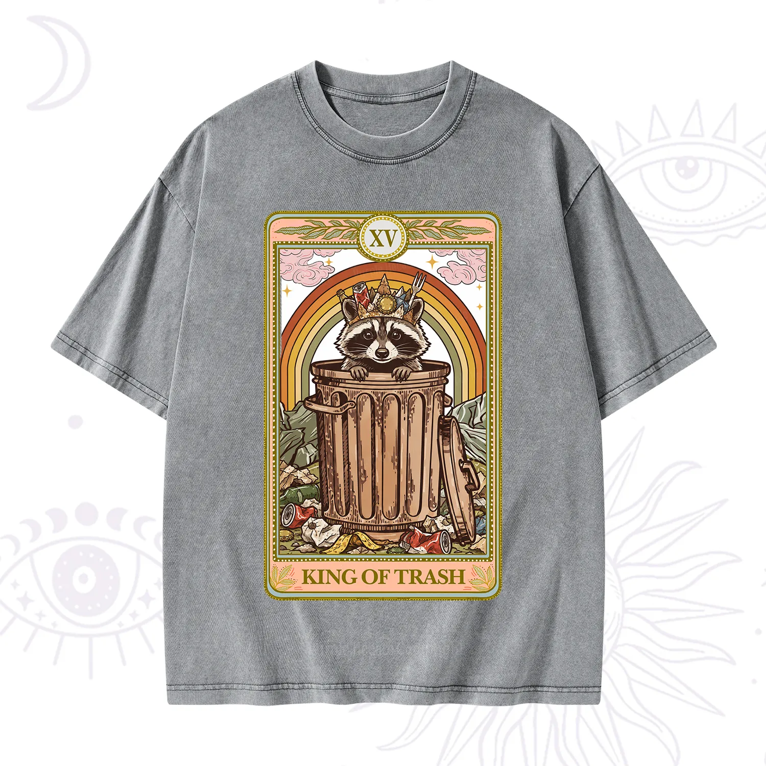 Purplehecate The King of Trash Raccoon Tarot Washed T-Shirt