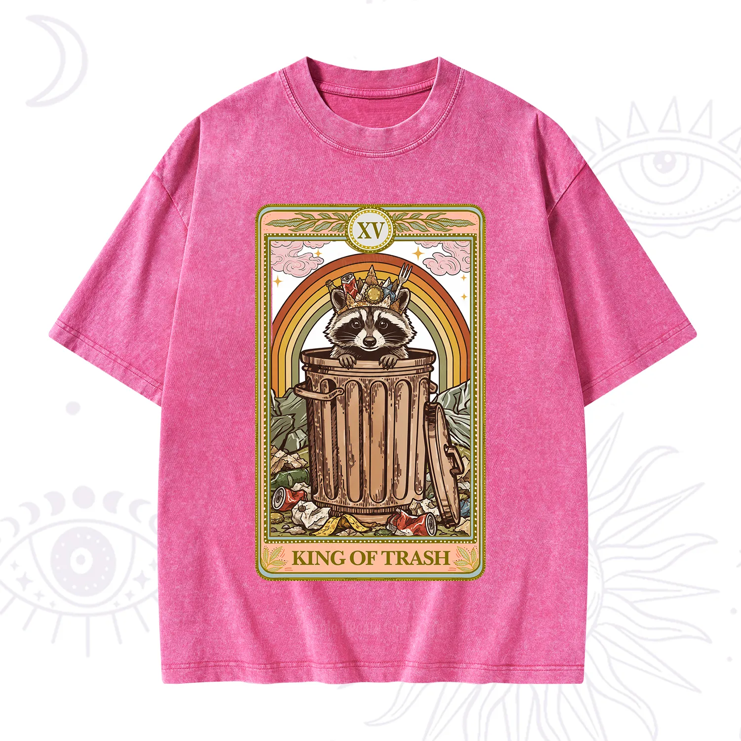 Purplehecate The King of Trash Raccoon Tarot Washed T-Shirt
