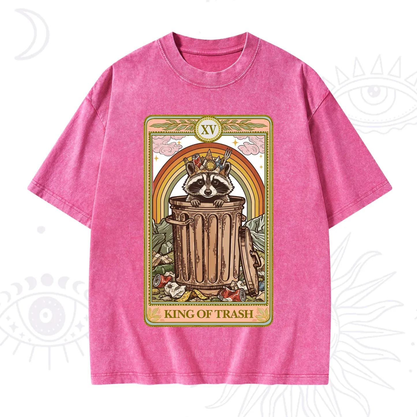 Purplehecate The King of Trash Raccoon Tarot Washed T-Shirt