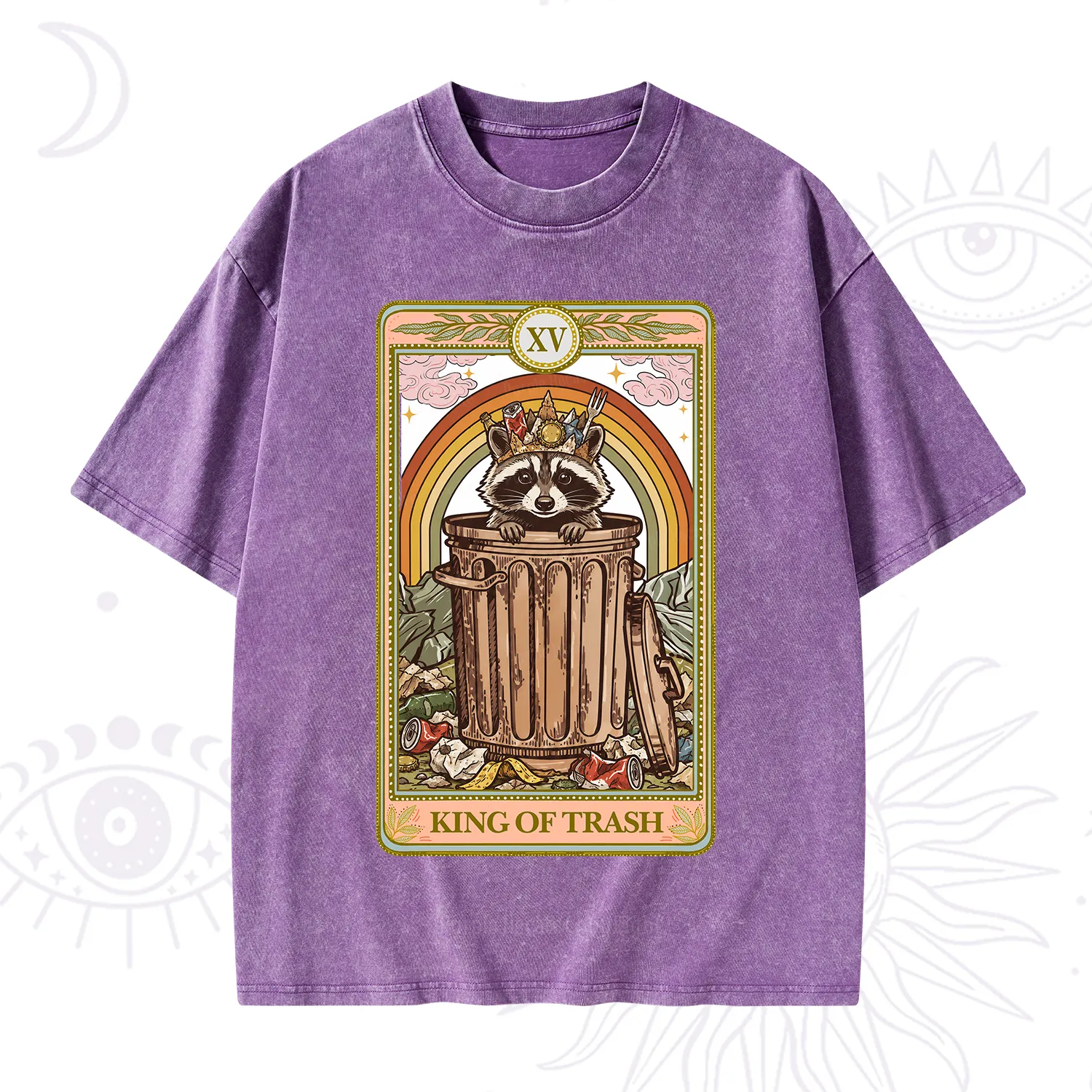 Purplehecate The King of Trash Raccoon Tarot Washed T-Shirt