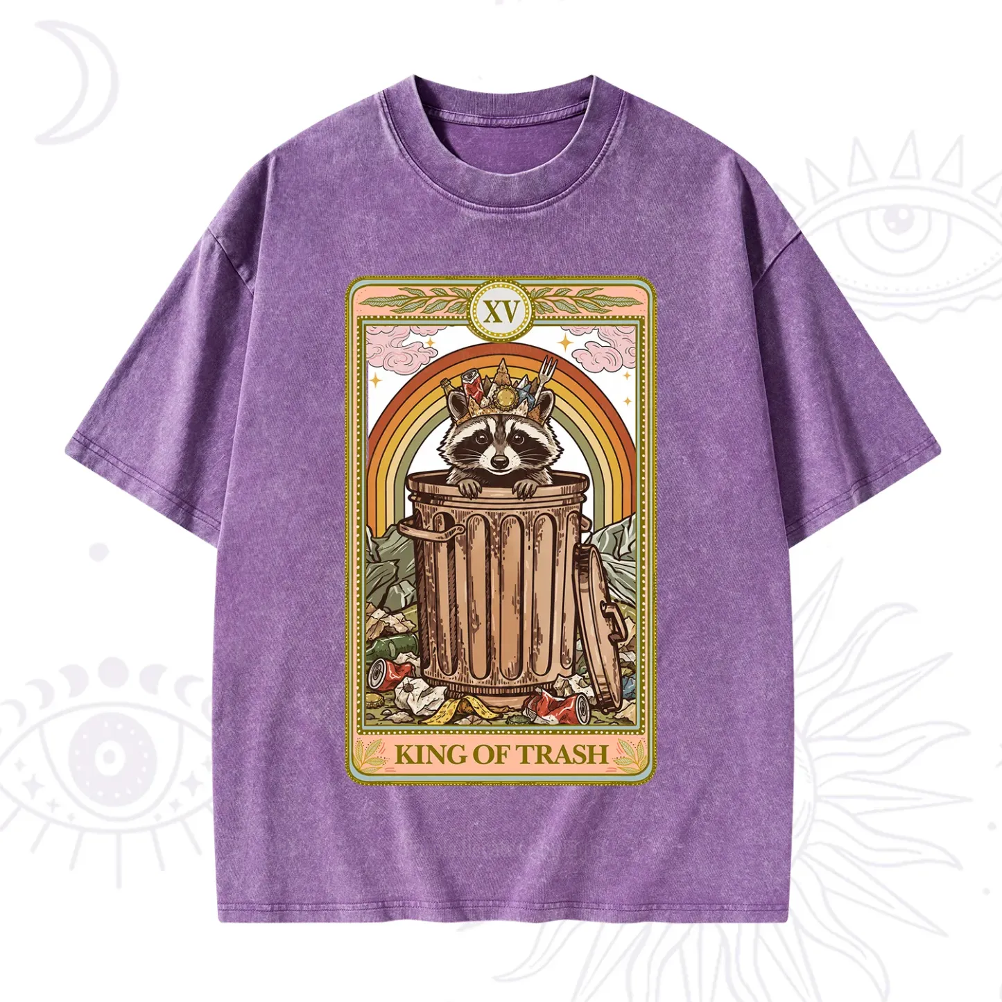 Purplehecate The King of Trash Raccoon Tarot Washed T-Shirt