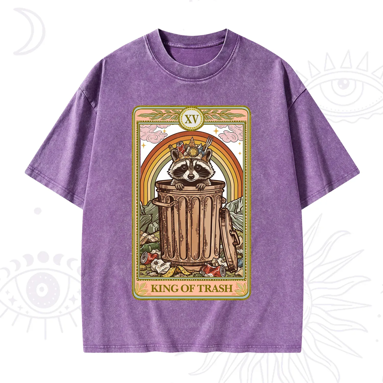 Purplehecate The King of Trash Raccoon Tarot Washed T-Shirt