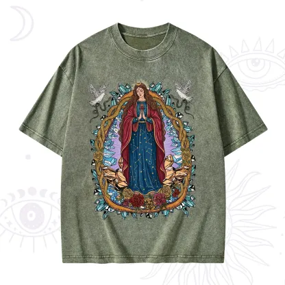 Purplehecate Crystal Rose Madonna Washed T-Shirt