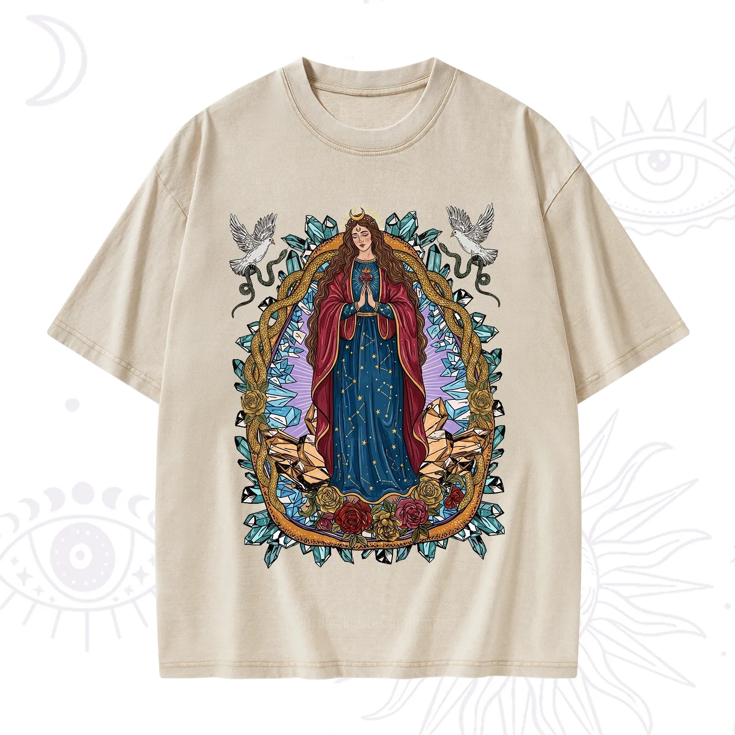 Purplehecate Crystal Rose Madonna Washed T-Shirt