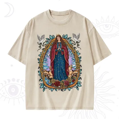 Purplehecate Crystal Rose Madonna Washed T-Shirt