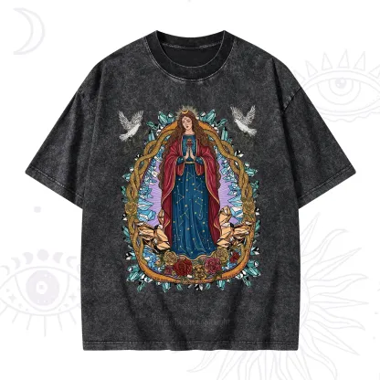 Purplehecate Crystal Rose Madonna Washed T-Shirt